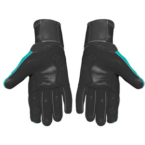 Gants de frappe en cuir véritable à prix de gros, couleur bleu sarcelle et noir, fermeture auto-agrippante, durables, unisexes, pour entraînement adulte - Product Image 2
