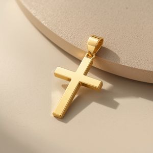 Collier pendentif croix contemporain en or blanc PT950, minimaliste, foi chrétienne, bijoux élégants et luxueux - Product Image 2