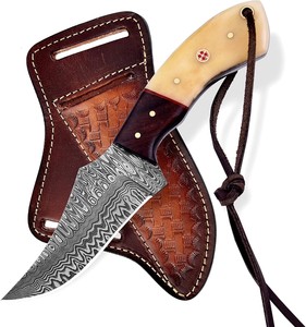 Cuchillo Táctico de Supervivencia para Exteriores de Alta Calidad, Forjado a Mano en Acero de Damasco, Hoja Fija, Mango de Madera, Punta de Gota, Afilado como una Navaja, para Caza - Product Image 1