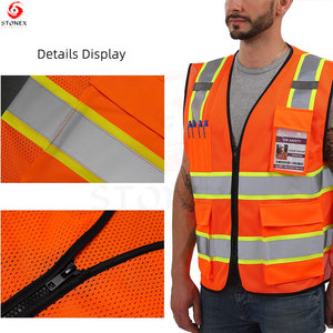 Chaleco de Seguridad Reflectante ANSI Clase 2, Chaleco Utilitario Ligero Personalizado, Cinta Reflectante de Alta Visibilidad, Construcción, Almacén - Product Image 4