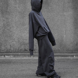 Sudadera con Capucha Oversize Unisex, Chándal de Poliéster/Algodón, Ajuste Holgado, Forro Polar Casual de Invierno, Diseño 2 en 1, Largo Completo, Color Sólido - Product Image 1