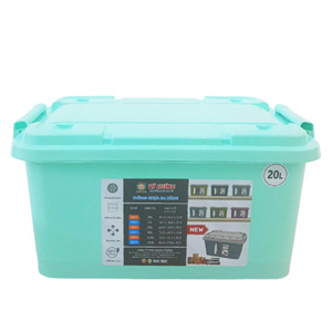 20L Modern Multifunctional <b>Plastic</b> Food Container with <b>Wheels</b> Stackable Waterproof Lid Rectangle Design - Product Image 2