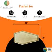 Plateau de service décontracté en feuilles de palmier naturelles, fait main, respectueux de l'environnement, de forme hexagonale, 22 x 12 pouces, pour décoration de table et bienfaisance