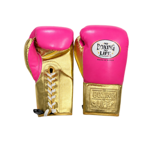Guantes de Boxeo Hechos a Mano, Modelo No Boxing No Life, Rojos y Dorados, Ajustables con Cordones en la Muñeca, Ligeros, Profesionales, para Entrenamiento, OEM, Más Vendidos - Product Image 2