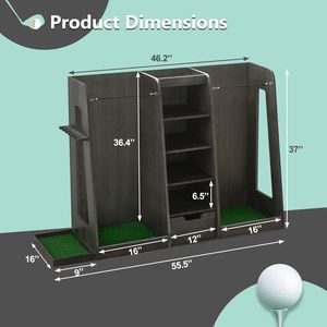 High Quality 55.5 X16 X37 (LxWxH) Wooden Golf Bag Organizer Storage <b>Rack</b> with 2 Easy Assembly Drawers <b>for</b> <b>Garage</b> Shelves - Product Image 2