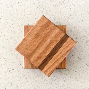 Juego de Posavasos Cuadrados de Madera Hechos a Mano con Diseño de Rayas de Dos Tonos, Posavasos para Bebidas, Artículos de Mesa Decorativos, Artesanía Única - Product Image 3
