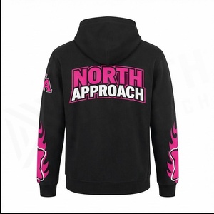 Sweat à capuche noir North Approach pour homme, décontracté, en coton French Terry, avec logo rose et design sur les manches, coupe classique, pour l'automne - Product Image 2