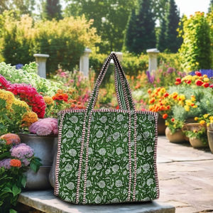 Jaipuri Sac fourre-tout matelassé en coton imprimé pour femme Sac à main matelassé tendance et élégant - Product Image 5