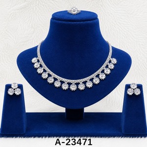 <b>Silver</b> Plated Ethnic Tassel <b>Necklace</b> <b>and</b> <b>Earring</b> <b>Set</b> for Women Wedding & Anniversary Jewelry with Zircon A-23467 - Product Image 5