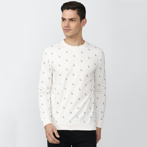 Sudadera de Cuello Redondo Blanca para Hombre, con Estampado de Patos, Corte Regular, Tejido de Algodón, Estilo Casual - Product Image 1