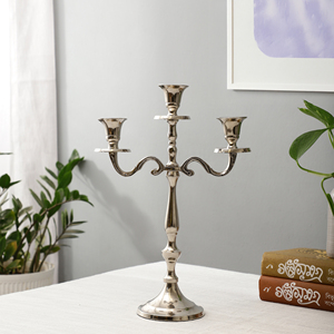 Candelabro de Aluminio con Acabado Antiguo Elegante, de 3 Brazos, Decorativo, para Mesa, Hecho a Mano, Ecológico, para Navidad, Hogar, Bodas - Product Image 3