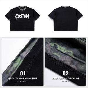Camiseta de algodón 100% personalizada 2026 para streetwear, estampado serigráfico, peso pesado 260GSM, cuello oversize con patchwork, para unisex - Product Image 6
