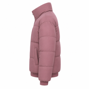 Blouson matelassé décontracté surdimensionné pour homme avec patch personnalisé, manteau d'hiver rembourré à col montant, fermeture éclair intégrale, marque privée, vente en gros, OEM - Product Image 3