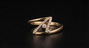 Aniva Minimalist 18K Solid Gold Brilliant Cut <b>Diamond</b> Letter <b>Ring</b> Pave Setting Engagement Band Unisex IGI Certified Fine Jewelry - Product Image 2