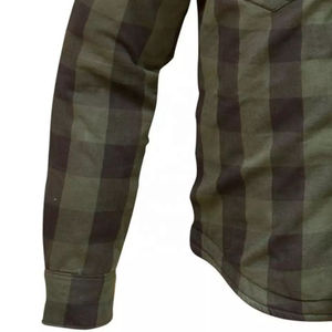 Men Plaid <b>Flannel</b> Shirt Long Sleeve Knitted Cotton Casual Workwear Motorcycle Riding Outerwear - Product Image 2