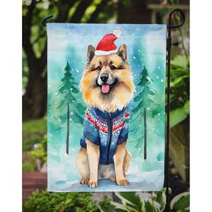Bandera de jardín de Navidad Keeshond Multicolor, Bandera de buzón decorativa para ilustraciones de Patio para camas de flores de jardín, tamaño de jardín - Product Image 3