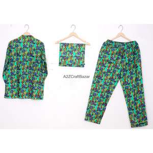 Conjunto de Pijama Casual de Lujo para Mujer, 100% Algodón, Manga Larga, Estampado Floral, Cintura Elástica, Cuello Camisero, para Primavera/Verano - Product Image 4