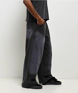 Pantalon Harem Noir Homme Taille Élastique Cordon de Serrage Multiples Poches Style Urbain Tissé Mi-Épais Respirant Coupe Ample Décontractée Hiver - Product Image 2