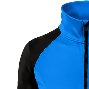 <b>Women</b> <b>Quarter</b> <b>Zip</b> Athletic Top Blue Long Sleeve Fitted Sports Training Shirt High Collar Thumbhole Performance Activewear - Product Image 6