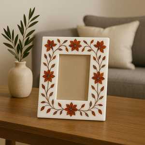 New Arrival Resin Inlay <b>Picture</b> <b>Frame</b> with Embossed Floral Design Handmade Vertical Tabletop Display B2B supply - Product Image 6