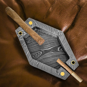 Cendrier en acier Damas personnalisé, motif unique, cendrier en métal pour cigarettes et cigares, accessoires de fumeur pour la maison et le bureau - Product Image 5