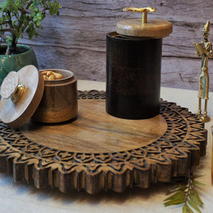 Multiuso hecho a mano mango madera Lazy Susan giratorio moderno sostenible cocina encimera organizador despensa titular - Product Image 6