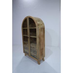 Vitrina de Madera de Mango Sólida con 2 Cajones y Puerta de Vidrio, Estilo Industrial, para Sala de Estar - Product Image 4