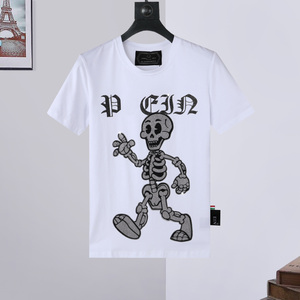 Camiseta de Hombre con Esqueleto de Diamantes de Imitación, Diseño Gótico con Cristales, Estilo Hip Hop Personalizado, Oversize, Algodón, Streetwear, Top 2026 - Product Image 3