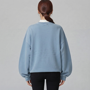 เสื้อสเวตเชิ้ตโอเวอร์ไซส์ปักลายขาดๆ แบบคอกลม ผ้าฟลีซ ถักนิตสำหรับฤดูหนาว ผสมโพลีเอสเตอร์/คอตตอน ทรงหลวมไหล่ตก สำหรับผู้ชาย - Product Image 2