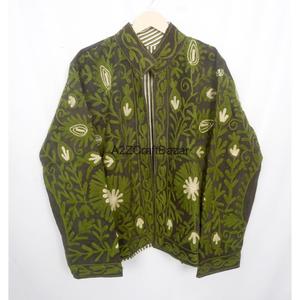 Veste d'hiver pour femme, faite à la main, brodée, en cotrise non tissé, longueur normale, écologique, séchage rapide, respirante, en coton - Product Image 1