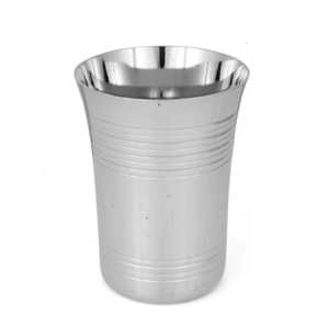 Vaso de agua premium de acero inoxidable con forma de barriga, acabado brillante tipo espejo, vaso curvo de metal para beber, para suministro en hoteles y restaurantes. - Product Image 2