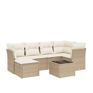 Conjunto de Sofás Modulares Grandes de Ratán Sintético Beige para Jardín, Muebles de Patio con Estilo y Comodidad - Product Image 2