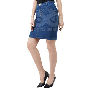 Fabrication en usine, nouvelle arrivée, jupe en jean pour femmes à manches longues, jupe en jean pour femmes sur mesure, vente en gros - Product Image 3