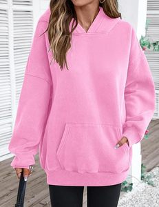 Sweat-shirts à capuche pour femmes, sweat-shirt surdimensionné à capuche, manches longues, décontracté, en polaire, pull avec poche - Product Image 1