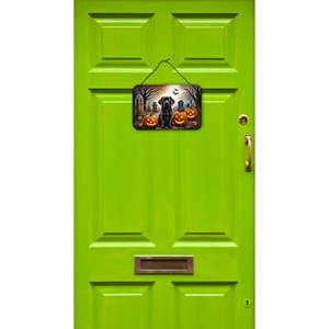 Nouveau chocolat Labrador Retriever Spooky Halloween aluminium métal mur porte suspendus imprime multicolore cuisine salle de bain Plaque pour - Product Image 2