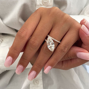 1.5ct Marquise cut EF-VS1 lab grown diamond <b>ring</b> 14kt gold engagement <b>ring</b> pave band elegant <b>statement</b> fine jewelry for women - Product Image 3