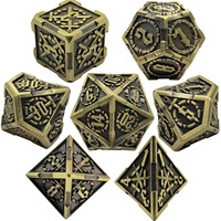 Ensemble de 7 dés métalliques DND à motif d'épée et éclaboussures de sang, dés polyédriques pour jeux de rôle sur table