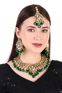 Trendy Women's Brass Gold Plated Imitation <b>Pearl</b> Zircon Bridal Necklace <b>Set</b> Matching Earrings Engagement Wedding Anniversary - Product Image 3