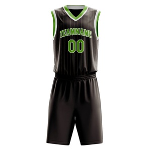 Ensemble de maillots de basketball en promotion, anti-transpiration, noir et vert, vêtements de sport, tenue d'équipe personnalisée, production OEM en usine - Product Image 2