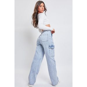 Pantalones Cargo de Mezclilla para Mujer, Estilo Retro Vintage Moderno, Holgados, con 6 Bolsillos, Ecológicos y Transpirables, Talla 26-40, Color Azul Hielo - Product Image 3
