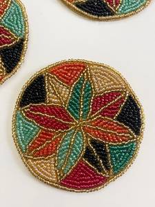 Geometric Floral Beaded Coaster Handmade Round Drink Coaster Colorful Star Pattern Coaster Boho Beaded <b>Cup</b> <b>Mat</b> Artisan - Product Image 6