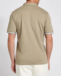 Polo à manches courtes pour homme, couleur kaki, tissu piqué, respirant, décontracté, avec fermeture éclair - Product Image 4