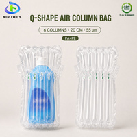 Sac de protection gonflable OEM personnalisé AIR-DFLY en forme de Q, à colonnes d'air, 6 colonnes, 55 microns, en PA/PE, pour bouteilles et emballages d'expédition