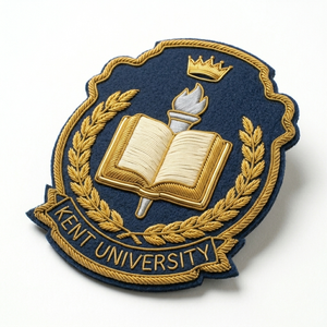 Private Label Hand Embroidered Bullion Badge Custom Country Club Crest Gold Wire Corporate Blazer Patch Executive Emblem Bulk - Product Image 2