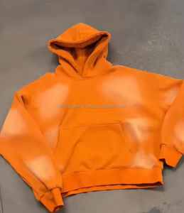 Sudadera con capucha térmica naranja extragrande personalizada VACID Wash Hoodie Drop Shoulder Blank Sun Faded Hoodie con logotipo personalizado - Product Image 2
