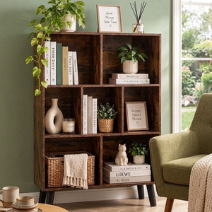 Étagère de rangement en bois en forme de cube avec dossier, style scandinave moderne, meubles de bureau à domicile, autoportante - Product Image 3