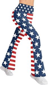 <b>Women's</b> USA Flag Printed <b>Flared</b> Yoga <b>Leggings</b> High Rise Bootcut Workout Pants - Product Image 2