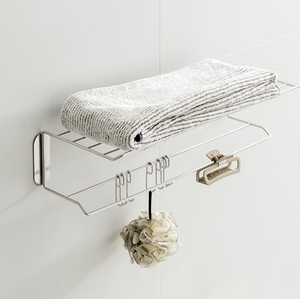 Toallero Metálico de Pared con Ganchos, Resistente al Óxido, Minimalista, Soporte de Almacenamiento para Baño, de Una Sola Capa - Product Image 2