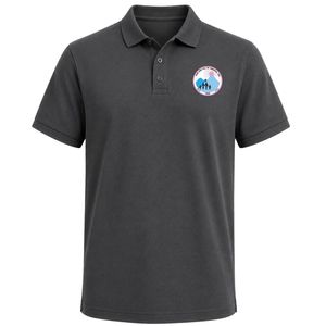 <b>Charcoal</b> Gray Classic Polo <b>Shirt</b> with Embroidered Jack & Jill Crest Patch on Chest Plain Back Short Sleeve Collared Casual - Product Image 1