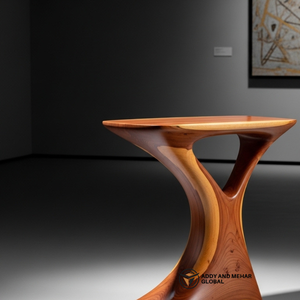 Luxury Hollow Hourglass Solid Wood Side <b>Table</b> Modern Handcrafted Cedar Ottoman & End <b>Table</b> for Designer Home Hotel Furniture - Product Image 4